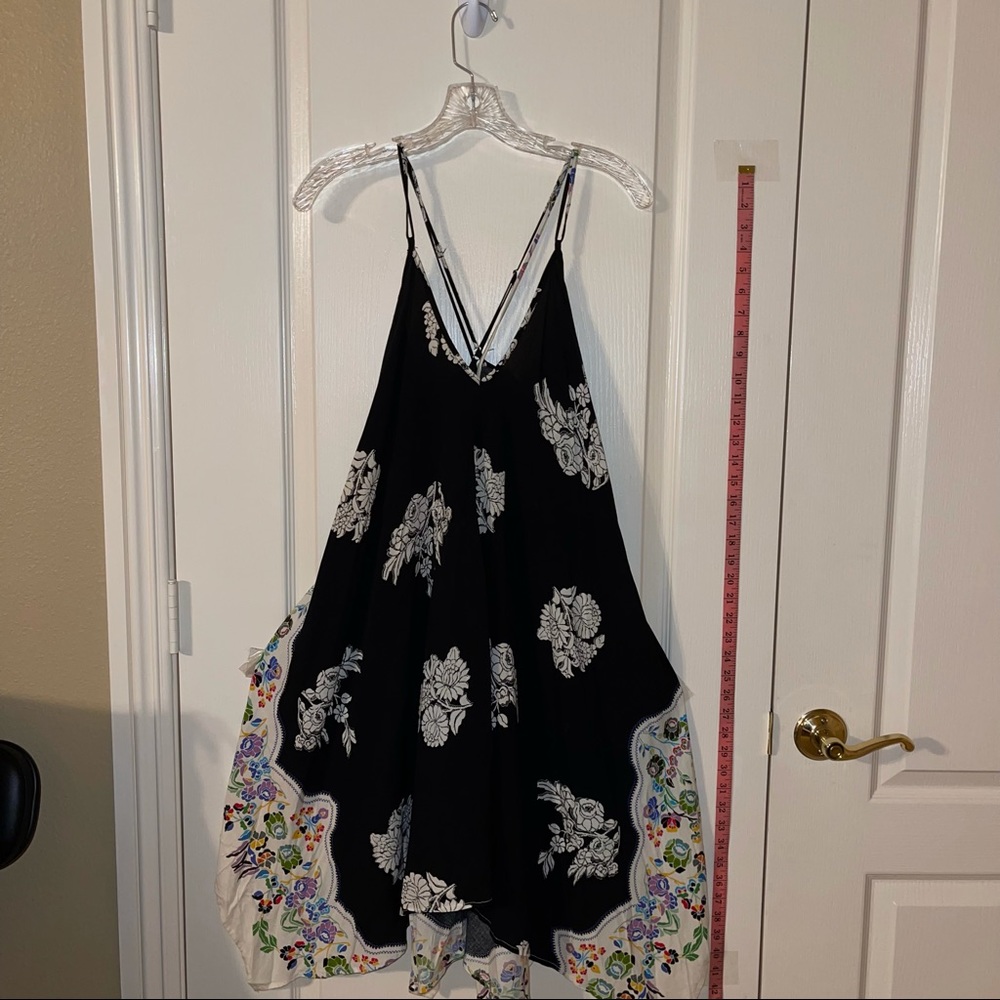 lovestitch Black Floral Midi Slip Dress with Embroidered Hem Border